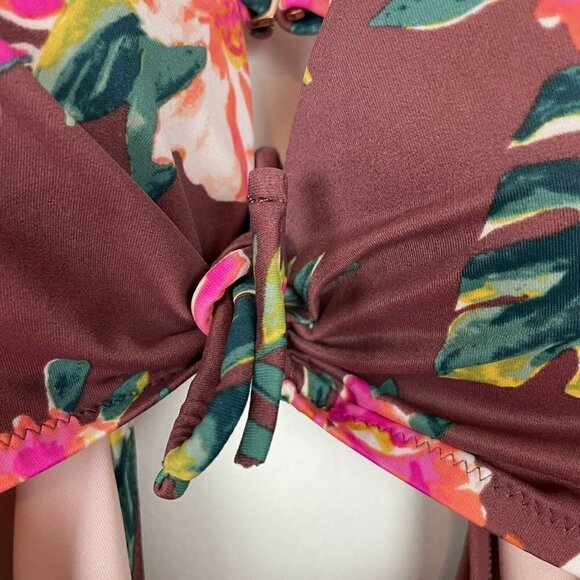 Shade & Shore Red Floral One Piece Swim Suit Size 36C - Picture 3 of 6